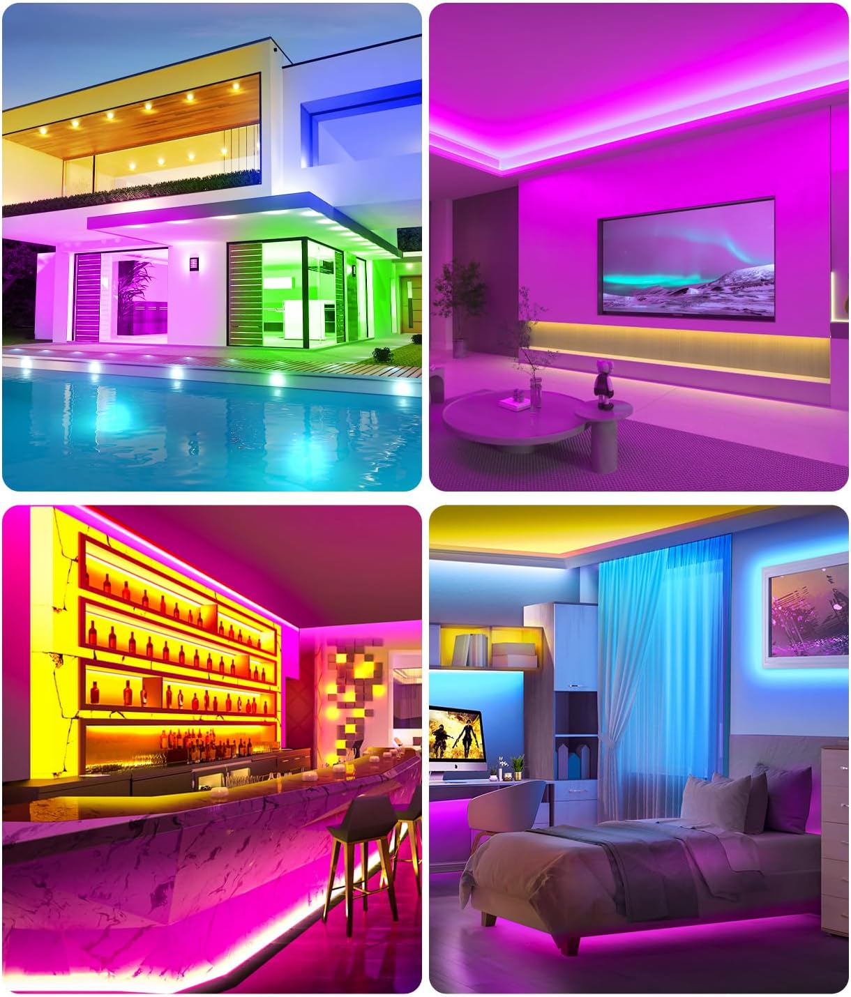 10M RGB LED Strip Lights. Music Sync. Remote & App
