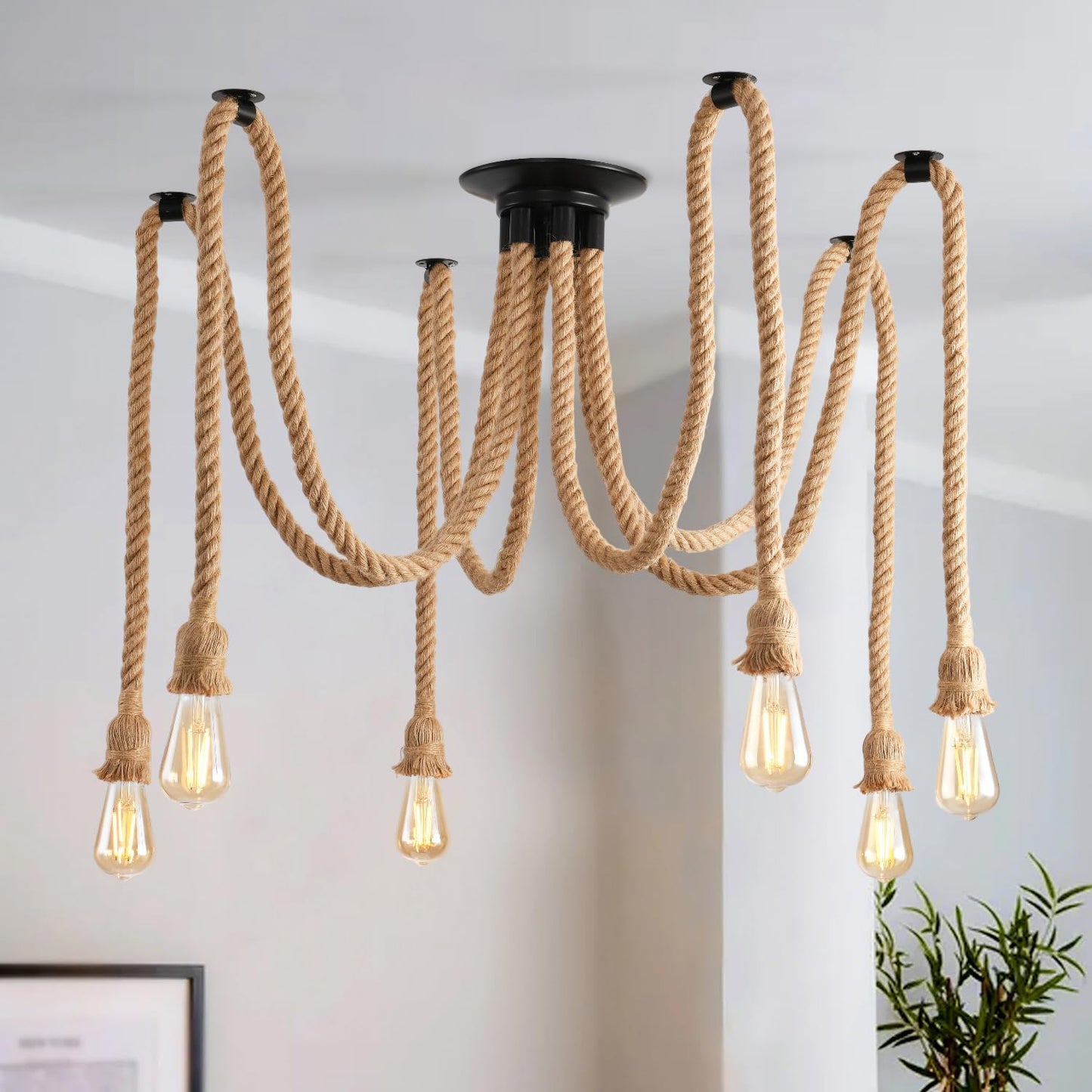 6-Head Spider Chandelier Pendant Light. Adjustable Industrial Ceiling Lamp