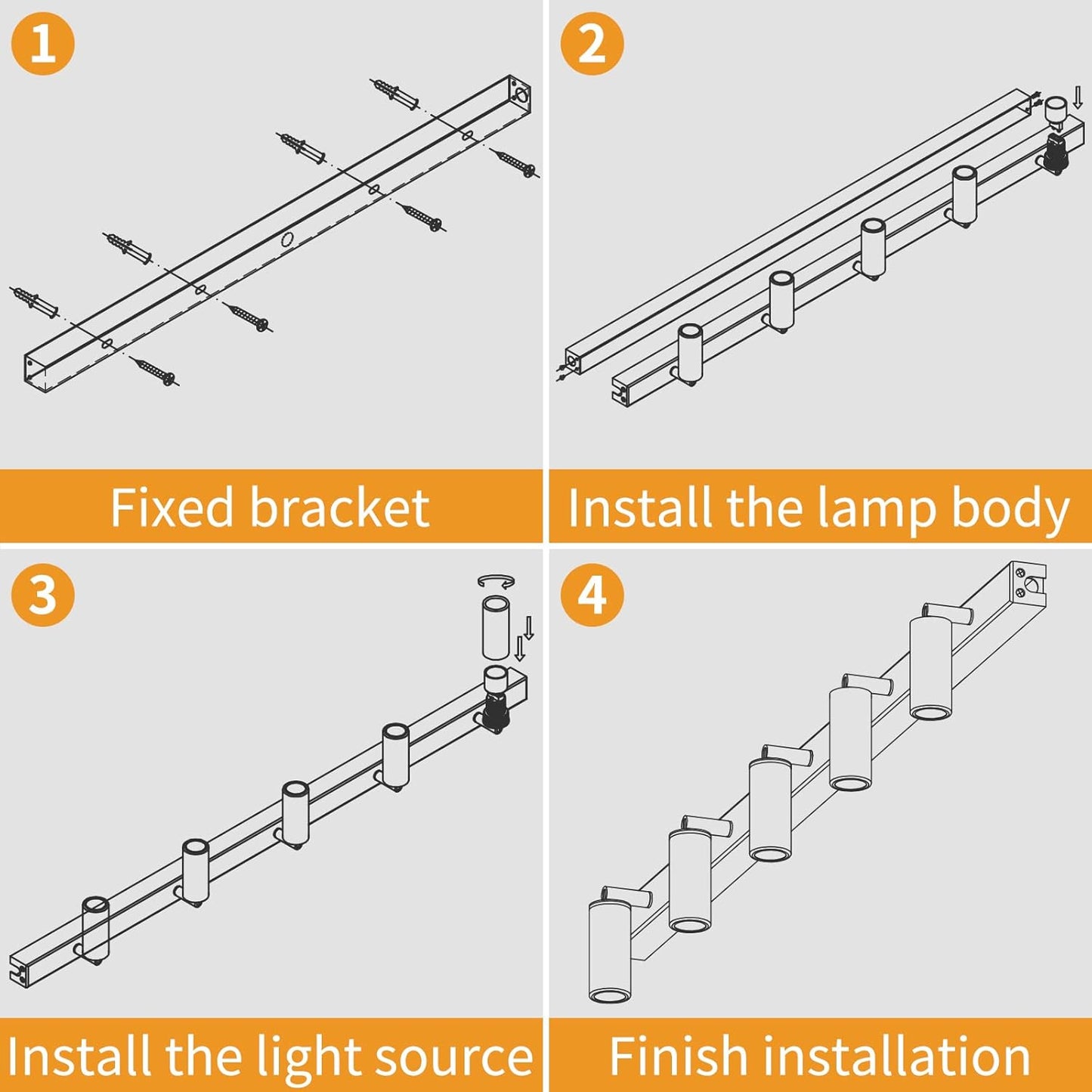 Black 5-Way Ceiling Spotlight with Adjustable Rotatable LED Lights