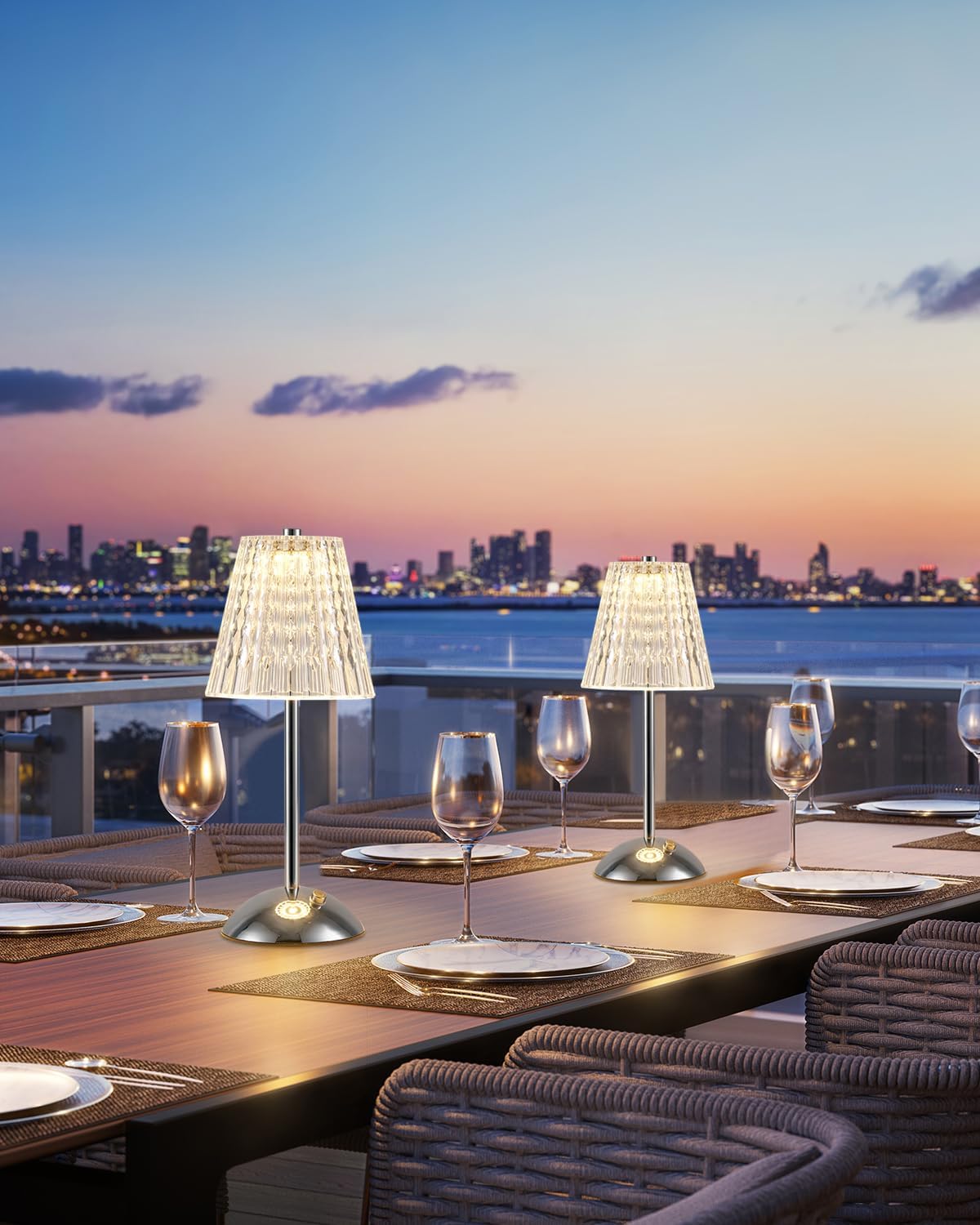 Rechargeable Gold Table Lamp. Touch Dimmable LED Desk Light