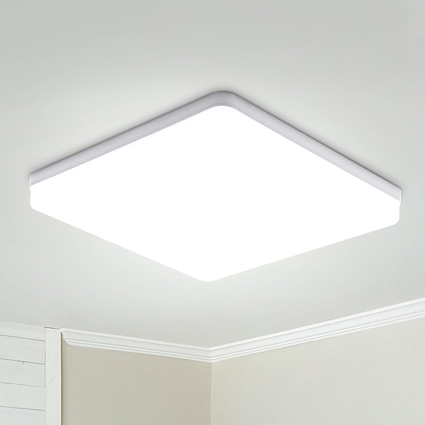 Square LED Ceiling Light. 4320lm. 6000K Daylight White. IP44 Waterproof. Energy-Saving Light for Bathroom. Kitchen. Bedroom. Office