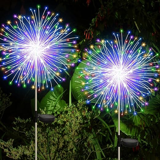 Solar Firework Garden Lights. 2-Pack. 120 LED Warm