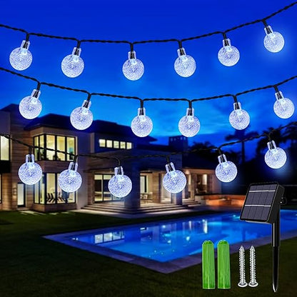 59Ft 100 LED Solar Globe String Lights – Multicolour. Waterproof. 8 Modes