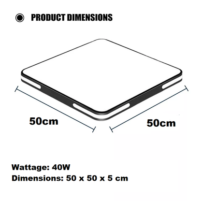 36W Dimmable LED Ceiling Light. 50CM Modern Square LED Ceiling Lamp with Switch Control. 3 Color Temperature Adjustments. Ceiling Lighting Fixture for Bedrooms