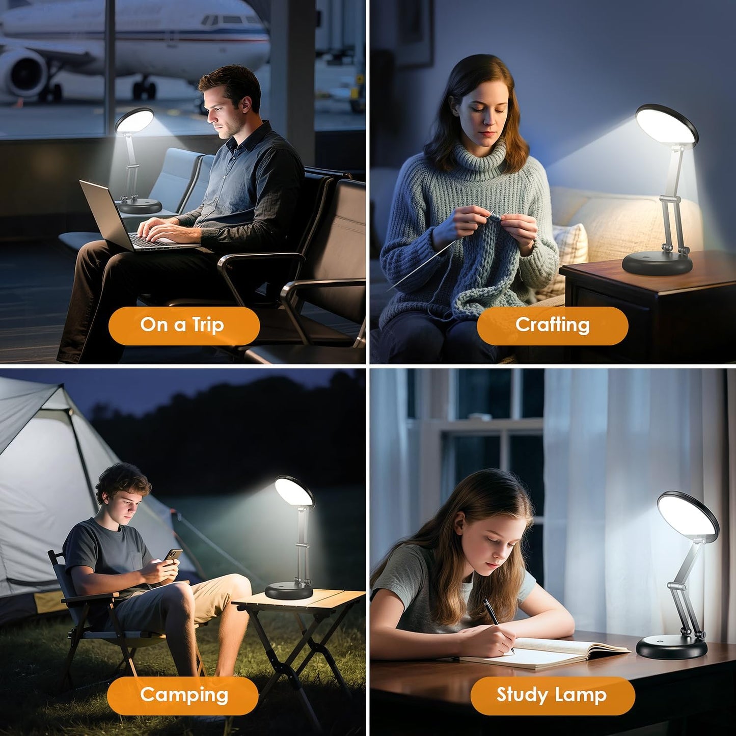 Rechargeable LED Desk Lamp. Dimmable Touch Control Light