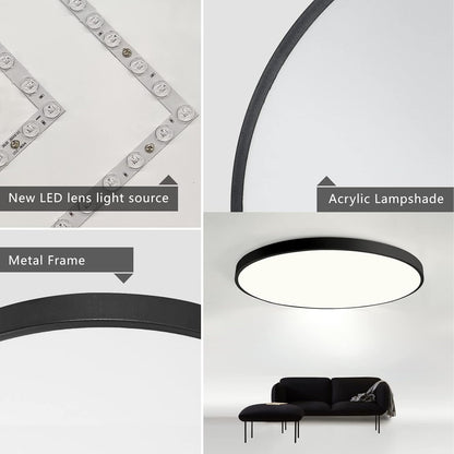 24W Round LED Flush Mount Ceiling Light. Acrylic Lamp Shade. Lighting Fixture for Bedroom Corridor Decoration