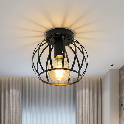 Vintage Black Cage Ceiling Light