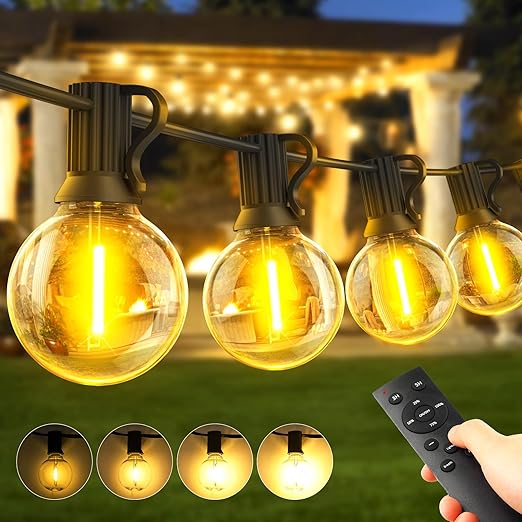 100ft Outdoor Festoon String Lights with Remote Control
