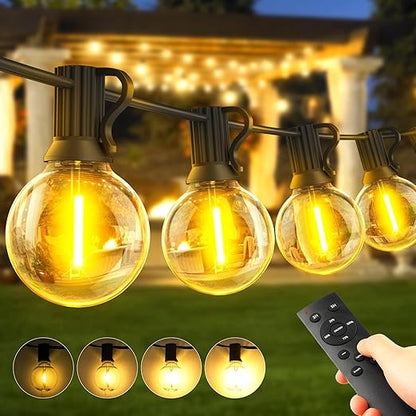 100ft Outdoor Festoon String Lights with Remote Control