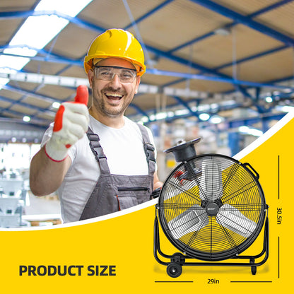 24 inch High Velocity Industrial Drum Fan with Adjustable Tilt