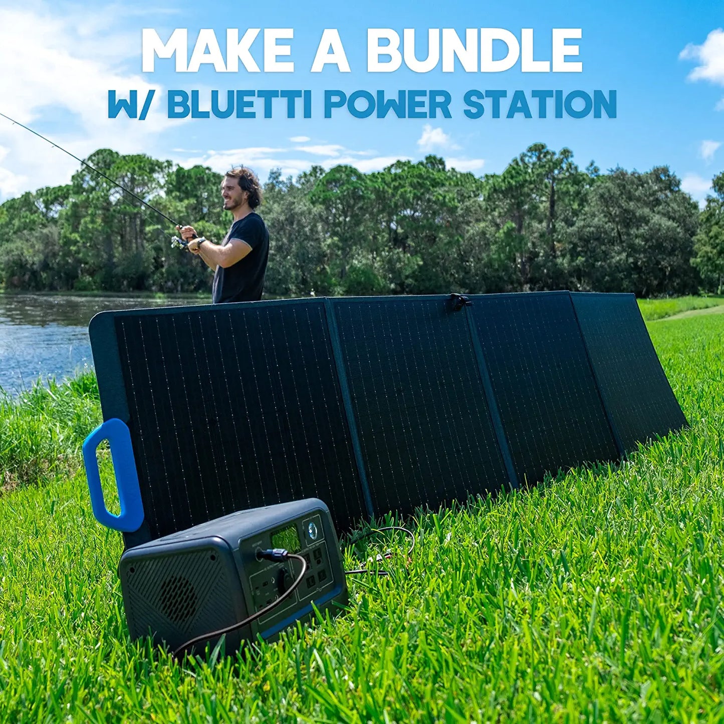 BLUETTI PV200 200W Solar Panel - for AC200P/EB70/EB55/EB3A Portable Power Stations with Adjustable Kickstand. Foldable Solar Power Backup. Off-Grid Supplies for Outdoor Camping. Emergency. Power Outage | Best Solar