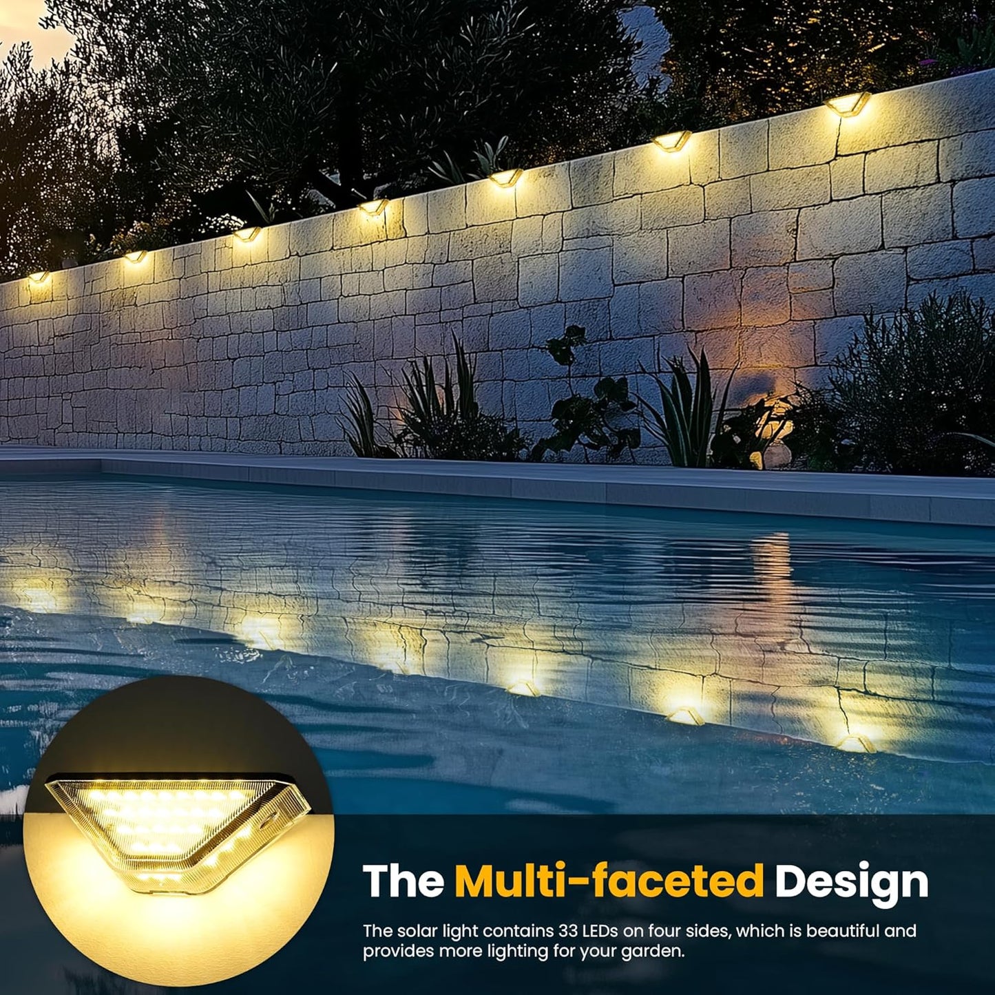Solar Fence Lights – Outdoor Waterproof LED Wall & Step Lights for Garden. Patio. Yard. or Stairs (Warm White & Cool White Options) 10 packs
