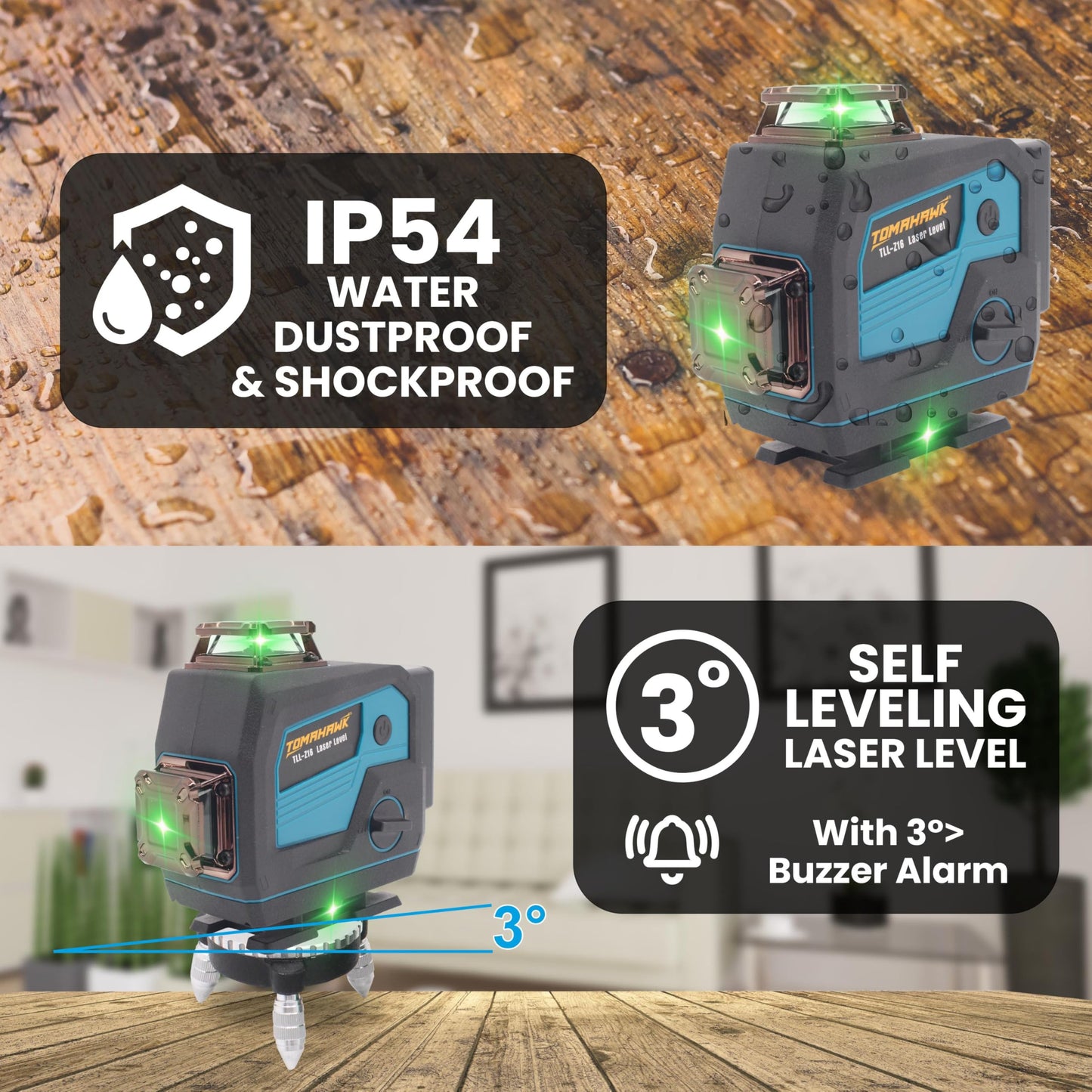 Laser Level - 16 Lines. 4x360° 4D Green Cross. Self-Levelling - SPZ-8116-16