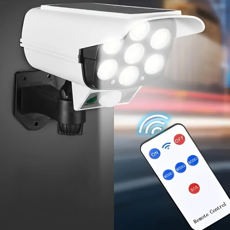 Remote Control Motion Sensor Solar Security Camera Light. 800 Lumens. 77 LEDs