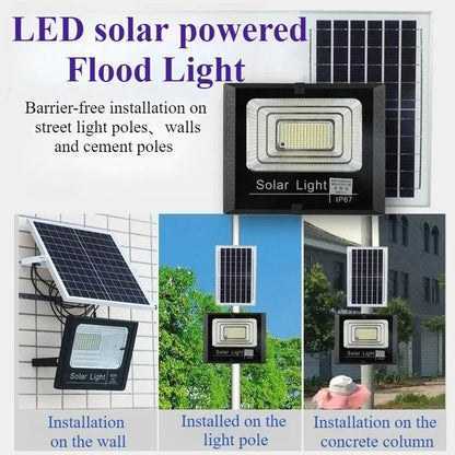 Solar LED Flood Light 100W Spotlight IP65 Waterproof with Remote Control & Adjustable for Outdoor