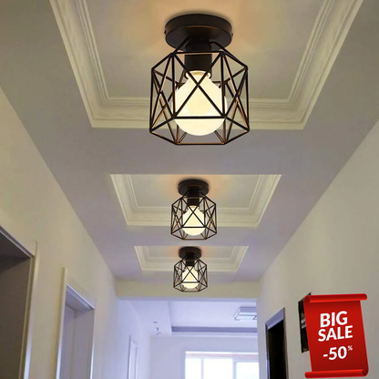Vintage Black Cage Ceiling Light