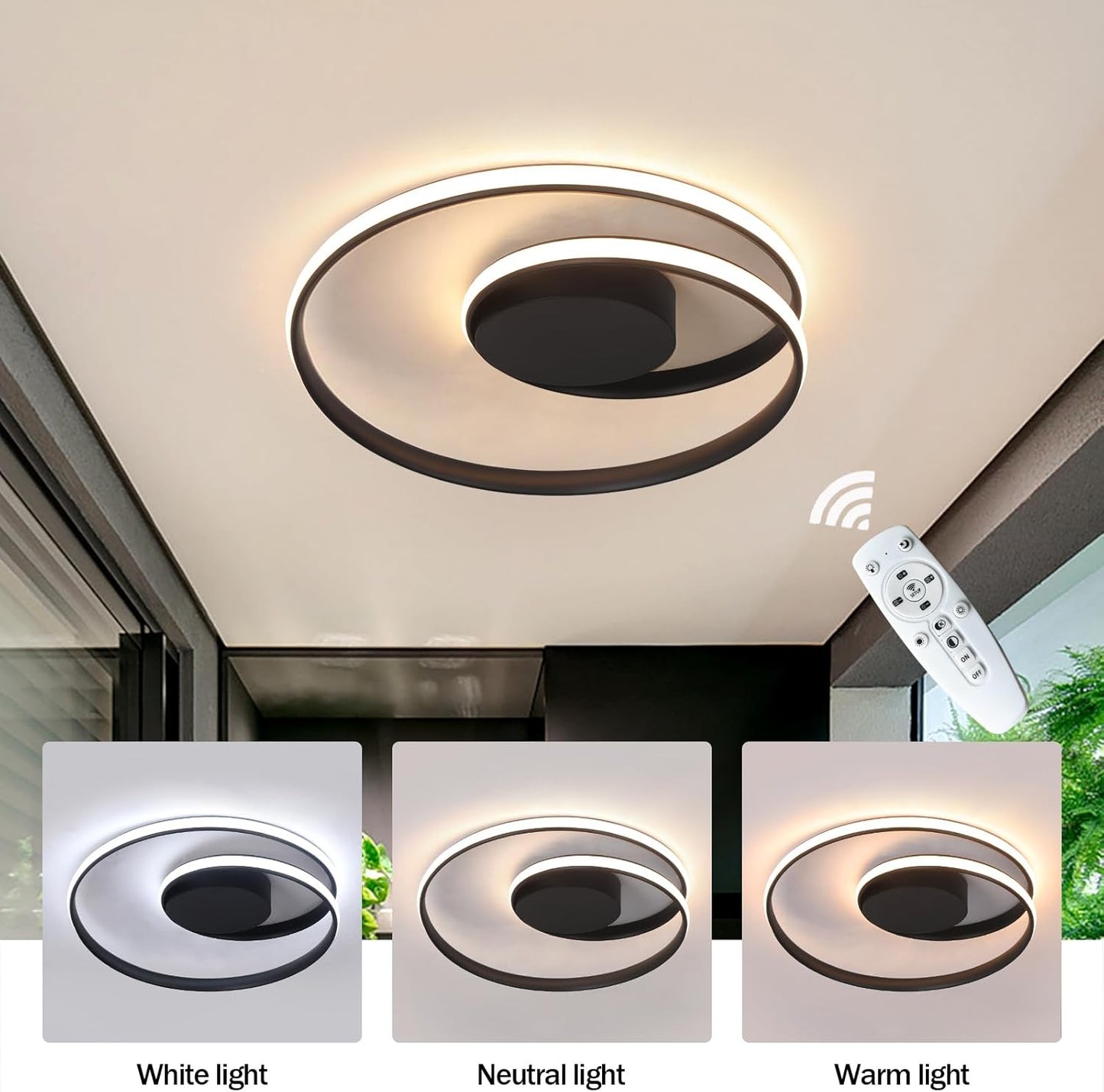 18'' Dimmable LED Ceiling Light with Remote Control
