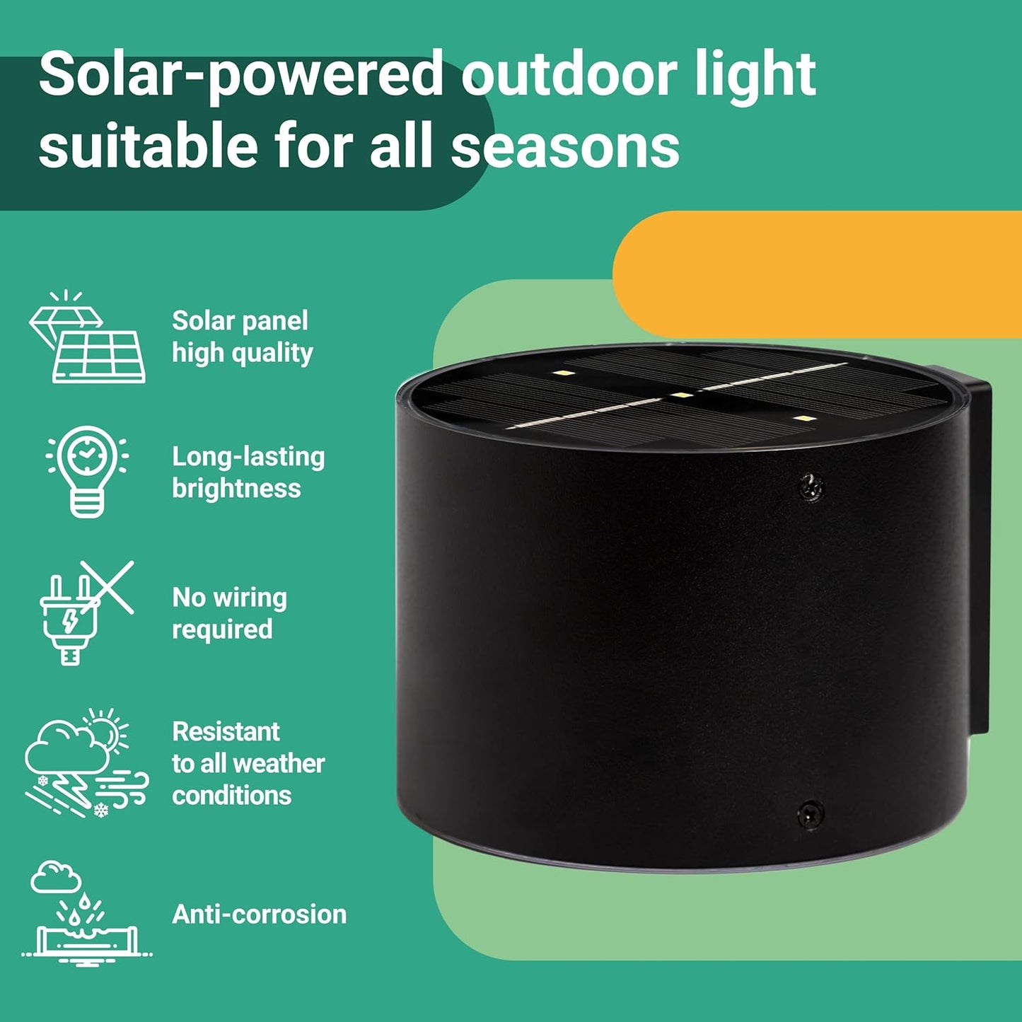Solar Up & Down Wall Lights – Outdoor Waterproof LED (2 Pack)