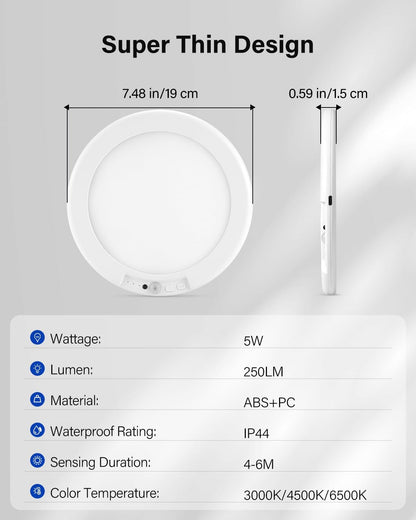 7.5 Battery Operated Motion Sensor Ceiling Light. Dimmable