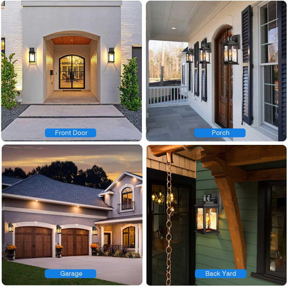 Porch Light Outdoor with Motion Sensor. Dusk-to-Dawn Black