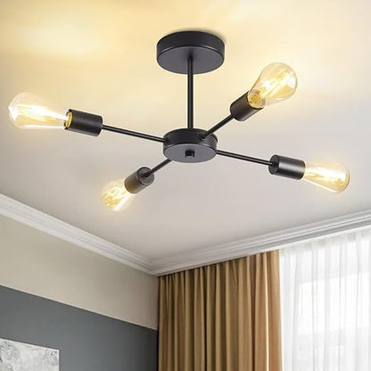 Modern 6-Light Gold Black Sputnik Ceiling Light. E27 Base