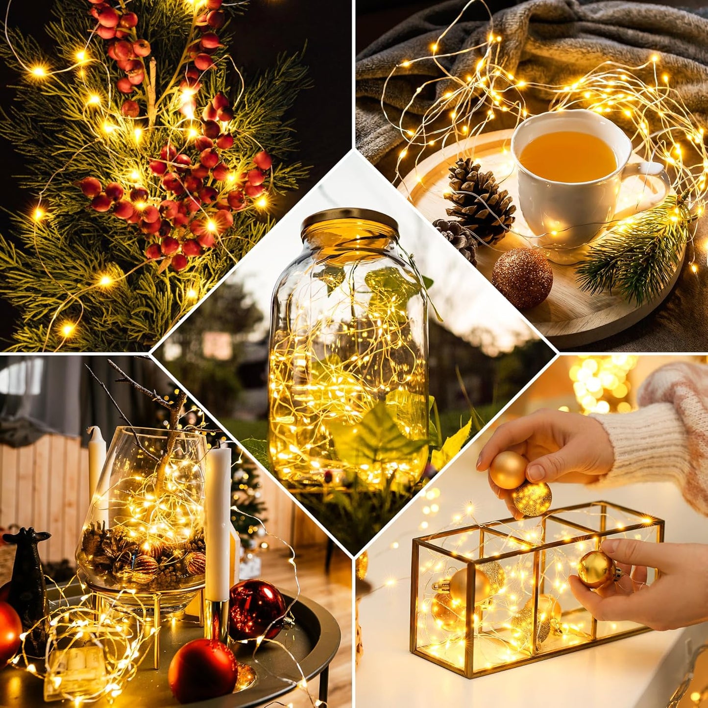 10m 100 LED Copper Fairy Lights – Warm White Battery String Lights