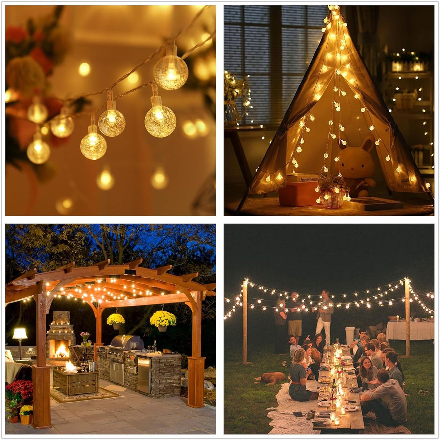 Clerance Sale - Globe Fairy Lights. 20 LED Globe String Lights - USB or Battery Powered - 8 Modes - Outdoor Indoor String Fairy Lights for Christmas. Balcony. Gazebo. Garden. Camping