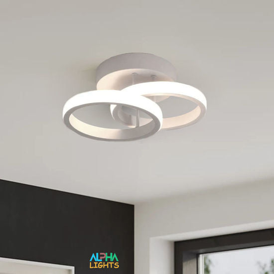 2 Circles LED Comfortable Ceiling Fixture for Corridor Living Room 22W Cool White Light
