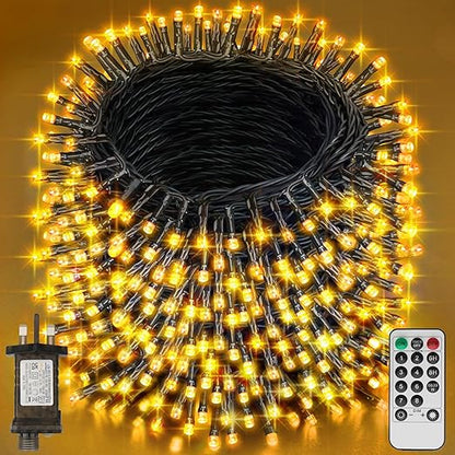 29.2M 220 LED Plug-in Fairy String Lights – Warm White. Remote. 8 Modes