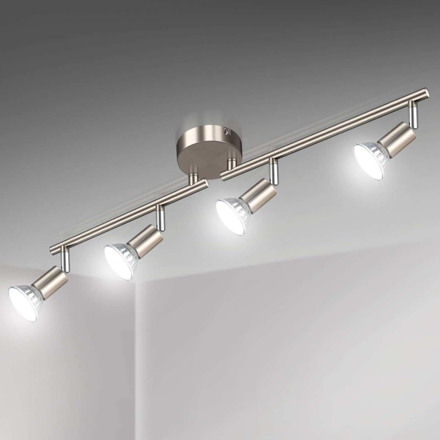 3-Way Rotatable LED Ceiling Spotlight – Matt Nickel with GU10 Bulbs