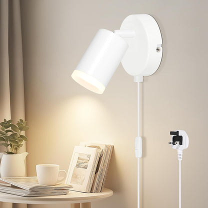 Wall Lights with Switch. Adjustable GU10 Plug-In Lamps 2 Pack