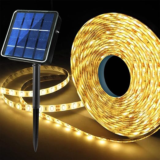 Outdoor Solar LED Strip Lights – 6M 180 LEDs. Cool White. 8 Modes. Waterproof Rope Light