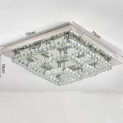 Modern Square Crystal LED Ceiling Light – Elegant Chrome Chandelier for Living Room. Bedroom & More