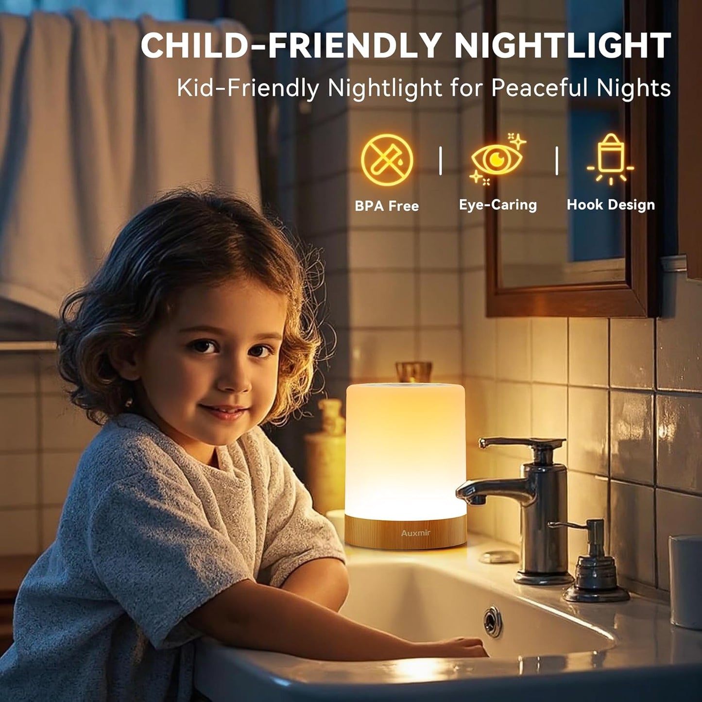 Rechargeable RGB Touch Night Light for Bedroom