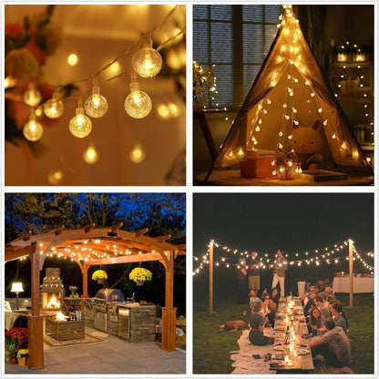 Clerance Sale - Globe Fairy Lights. 20 LED Globe String Lights - USB or Battery Powered - 8 Modes - Outdoor Indoor String Fairy Lights for Christmas. Balcony. Gazebo. Garden. Camping
