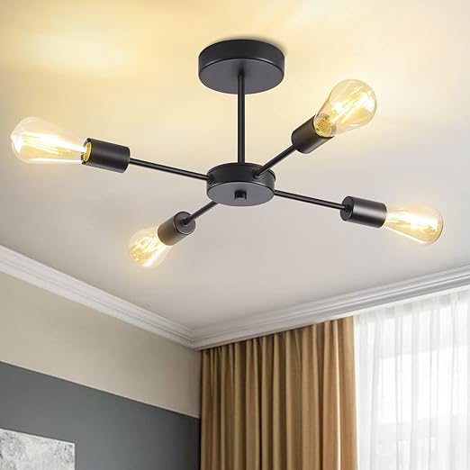 Modern 6-Light Gold Black Sputnik Ceiling Light. E27 Base