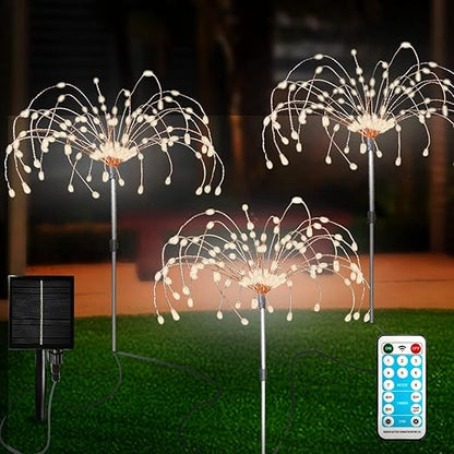 3 Pack Solar Firework Lights – 120 LED Waterproof Lamps