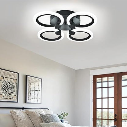 Modern 4-Ring LED Ceiling Light. Chrome. 6500K Daylight