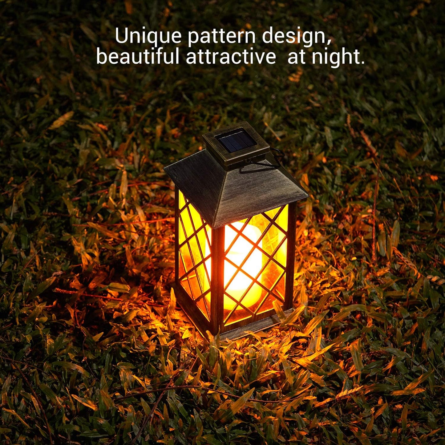 Solar Lanterns for The Garden – Moroccan-Style Flickering Outdoor Lights. Auto On/Off. Waterproof IP44. Warm White LED