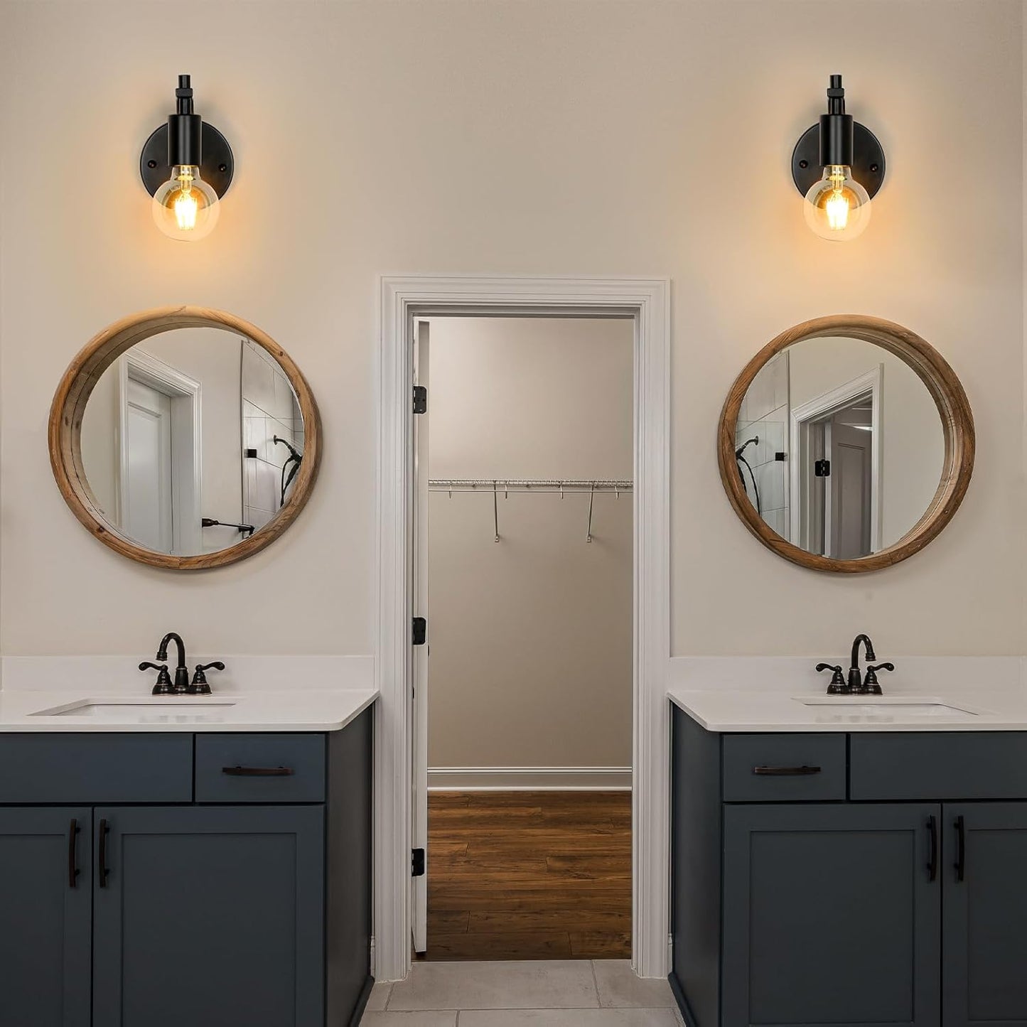 Black Industrial Wall Lights. Vintage E27 Sconce Set