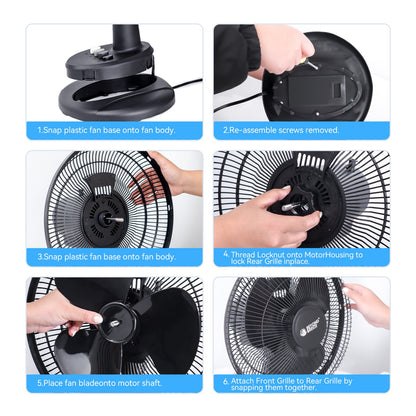 Black Grille 12 Oscillating Table Fan with Adjustable Speed Setting