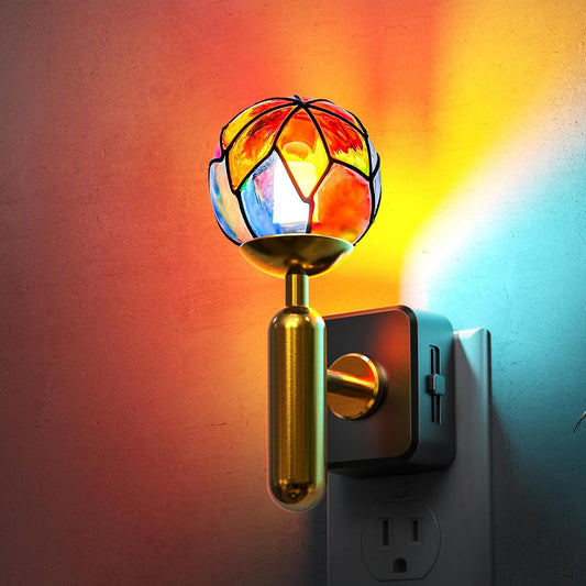 Night Light Colored Glass Globe. 1W Dimmable. T-Bar. Plug-in Dusk to Dawn