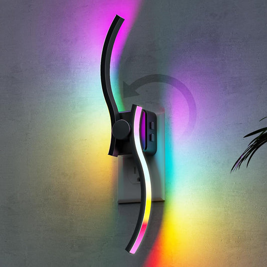 Night Light Wave Design. 1W RGB+Warm White. Color Changing. Plug-in Dusk to Dawn