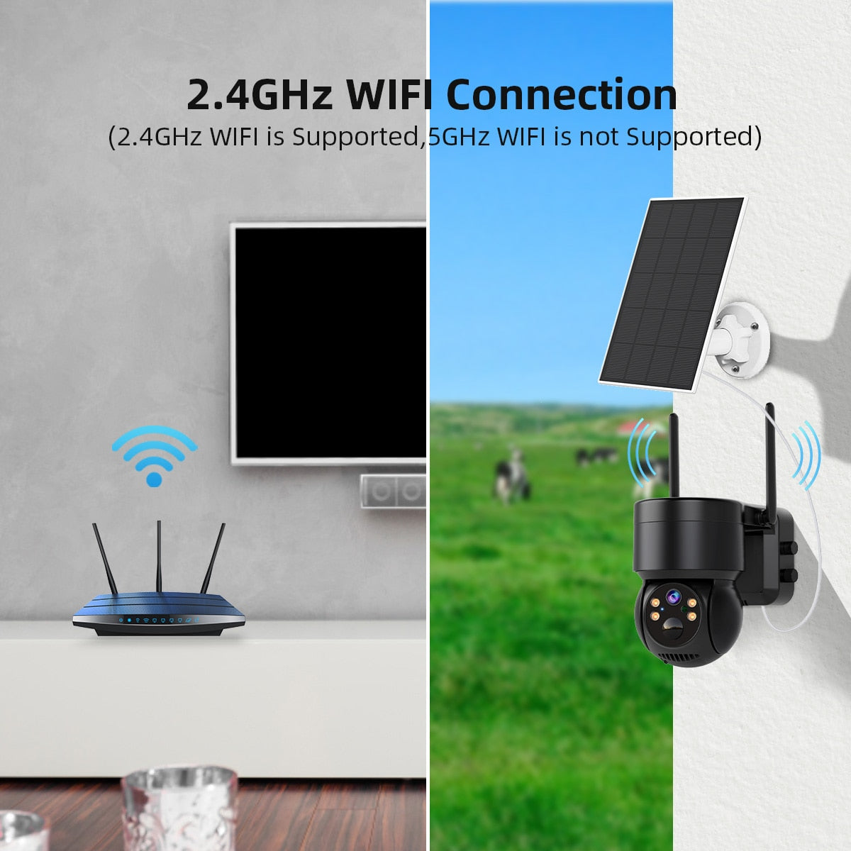 4MP PTZ Solar Camera - 2.4gHz WiFi Surveillance Outdoor IP Camera Exterior Wireless Camera Solar Power Battery iCsee APP