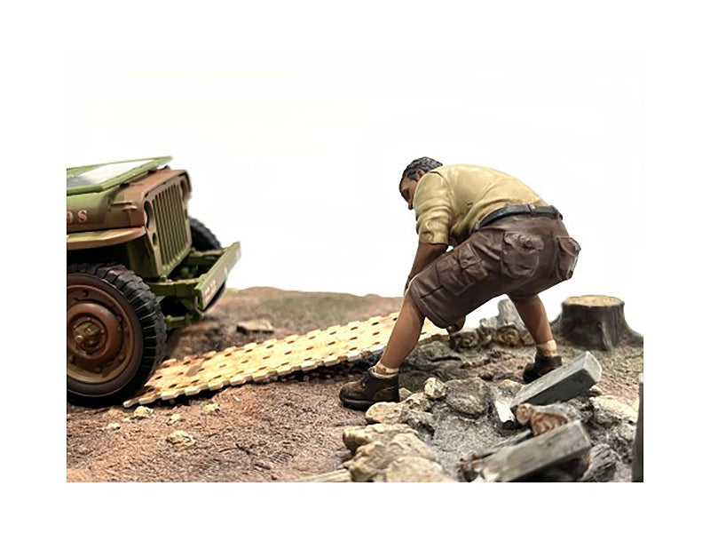 4X4 Mechanic Figure 2 with Board Accessory for 1/18 Scale Models by American Diorama