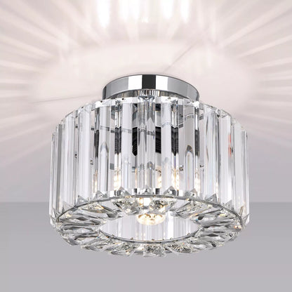 Crystal Chandelier Ceiling Light – Modern Glass Pendant in Silver Finish