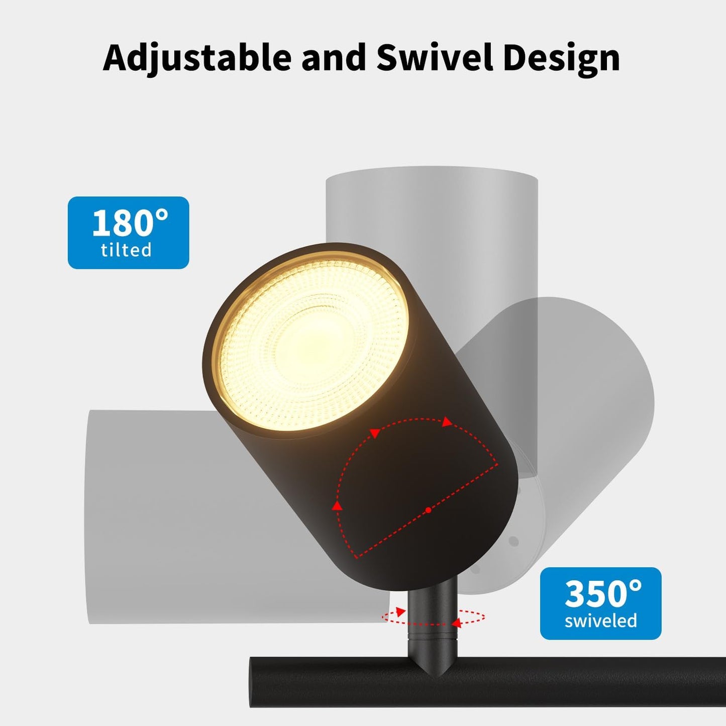 Black Ceiling Light – 6 Way Adjustable GU10 Spotlights. Modern Ceiling Lights for Kitchen. Living Room. Bedroom. Hallway (No Bulb)