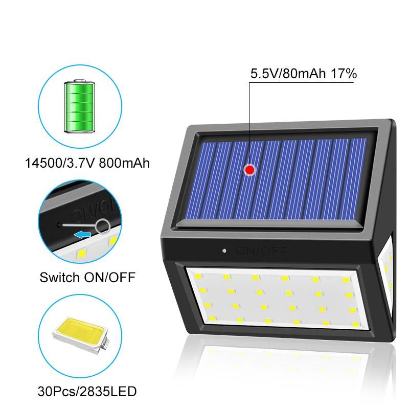 Applique murale solaire extérieur 30 LED (1/2/4/6 Pcs)