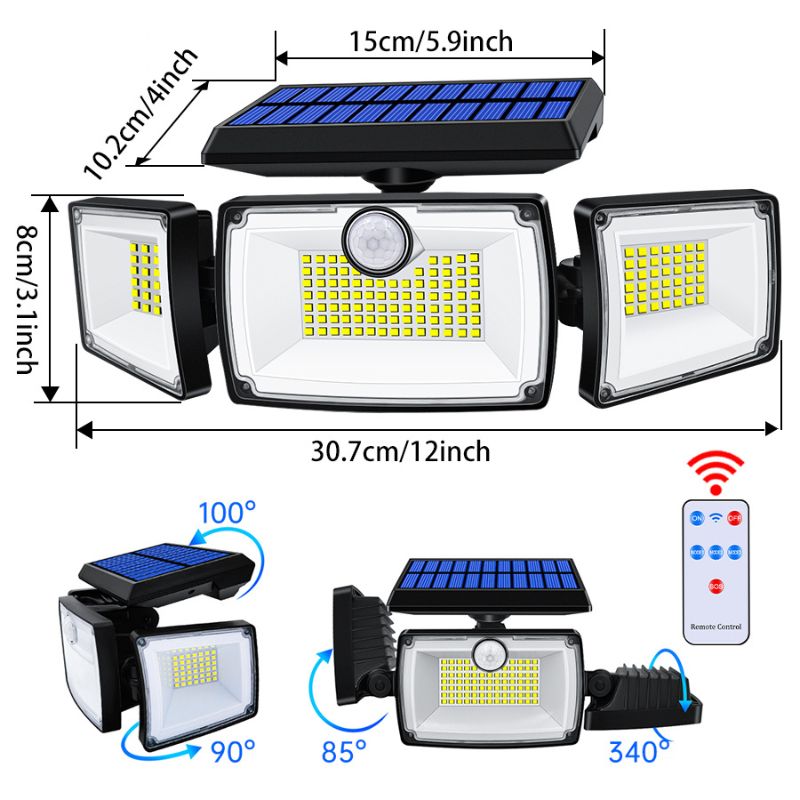 Applique murale exterieur solaire avec detecteur de mouvement (167 LED)
