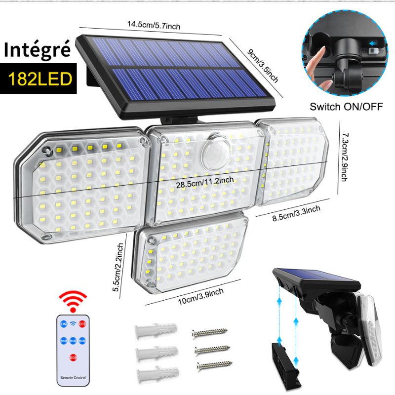 Applique murale extérieur solaire LED avec détecteur de mouvement